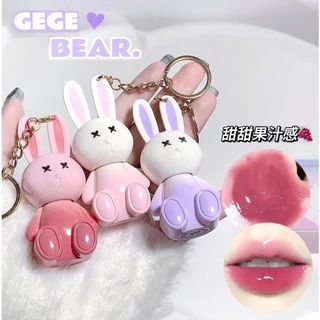 Gege Bear Rabbit Lip Gloss Water Mirror Dưỡng ẩm thiên nhiên Không dễ phai Son môi