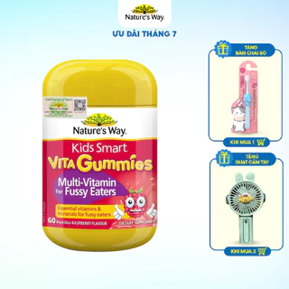 Date T1.2025 Kẹo Dẻo Vi Chất Cho Bé Nature's Way Kids Smart Vita Gummies Multi Vitamin Fussy Eaters Kích Thích Ăn Ngon