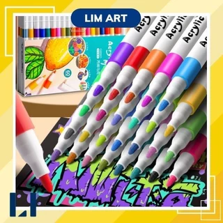 Bộ bút màu Acrylic Marker 12/24/36/48/60 màu, bút sơn Acrylic chống nước vẽ trên mọi chất liệu