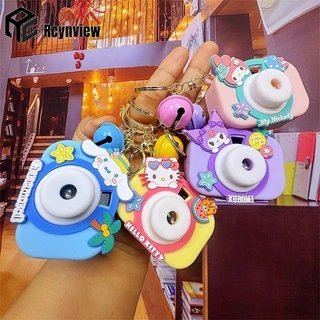 Sanrio Móc Khóa Chính Hãng Chiếu Camera Hello Kitty Hoàng Hôn Ánh Sáng Tàu Chìa Khóa Giai Điệu Kuromi Móc Khóa Cinnamoroll Túi Mặt Dây Chuyền Quà Tặng