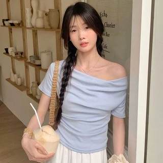 Mùa Hè Phong Cách Mới Tinh Khiết Desire Phong Cách Hot Girl Ngắn Cotton Nguyên Chất Áo Thun Nữ Slim-Fit Slimer Nhìn Phù Hợp Với Thiết Kế Hàng Đầu Nữ