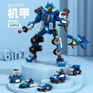 Tương thích mới LEGO xây dựng robot sáu trong một trực thăng xe bọc thép mô hình đồ chơi lắp ráp xếp hình trẻ em