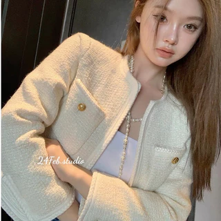 [KAH16] Áo khoác dạ tweed viền thừng phong cách ulzzang Hàn Quốc