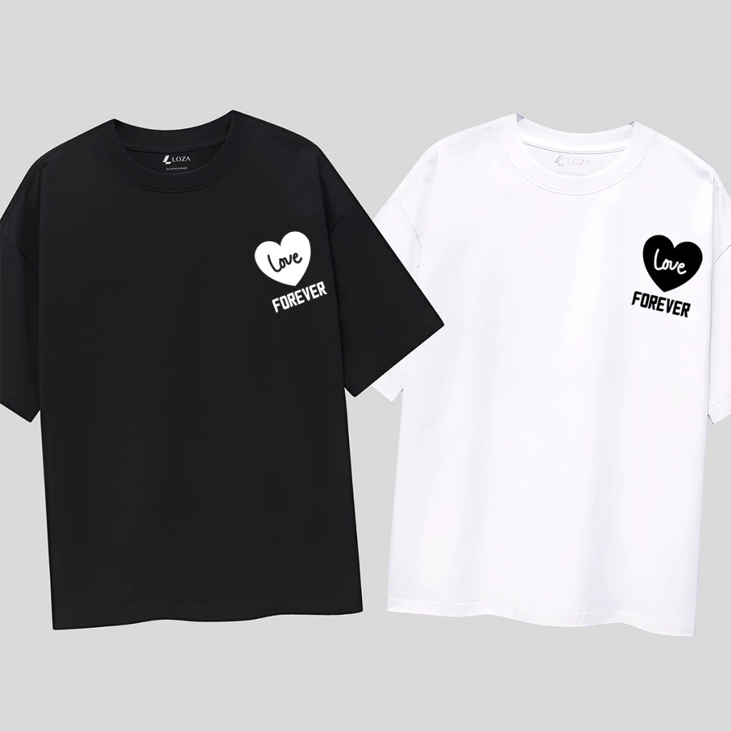 【COD】Áo đôi nam nữ in chữ Love Forever - Áo thun local brand dáng unisex Loza AD03