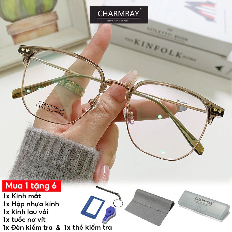 Charmray Kính mắt nửa vành TR90 siêu nhẹ dành cho nam và nữ