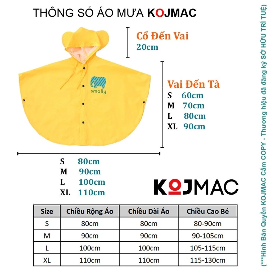 Áo Mưa Thời Trang Trẻ Em Họa Tiết Nhiều Màu Sắc Chống Thấm Tuyệt Đối ( Baby Raincoat Độ Phủ Rộng Có Túi Đựng Cao Cấp )