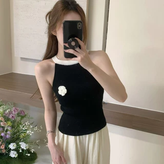 Milyfashion Ba Chiều Hoa Dây Cổ Tròn 2024 Phong Cách Mới Nữ Mùa Hè Slim-fit Niche Độc Đáo Độc Đáo Không Tay Đan Top