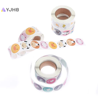 [Yjh8] 1 Cuộn Nhãn Dán Động Vật Jungle Friends Đục Lỗ 500 Cái Mỗi Cuộn Cho Tiệc Trẻ Em Mới