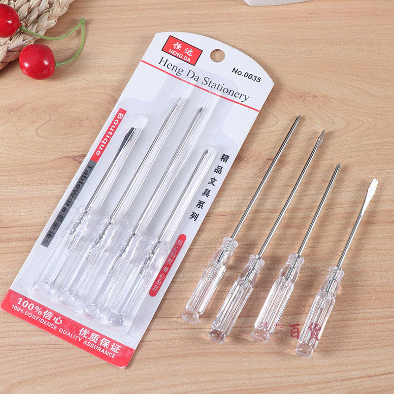 Bộ 4 Chiếc Tô Vít Bằng Thép Không Gỉ, Chống Trượt - Tua Vít Hai Đầu Bằng Thép Sửa Chữa Gia Đình