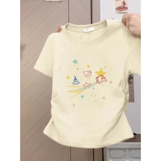 Áo baby tee Ao thun trơn form ôm babytee  Áo thun Cotton nguyên chất mùa hè Phong cách mới Slim-fit Chính hãng có nếp nhăn vai ngắn tay T @