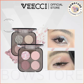 VEECCI Bảng Phấn Mắt Veecci 4 ô Lì Makeup Douyin Makeup Thái Lan Hồng Đất Nhũ Cá Tính Trang Điểm Mắt Tập Makeup