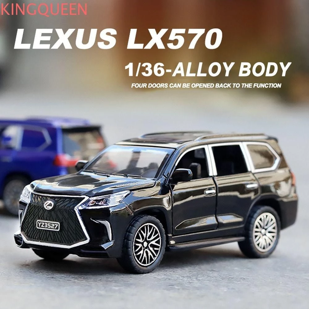 Xe địa hình hợp kim mô phỏng KINGQUEEN, 4 cửa có thể mở 1 / 36 Lexus Lx570 Bức tượng nhỏ thu nhỏ, Mô hình đúc kim loại Mini Đồ chơi mô hình xe hơi cổ điển tinh tế Đồ chơi trẻ em