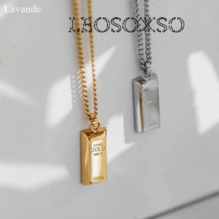 Leosoxs [Lavande] Thiết kế phù hợp Cảm giác lúm đồng tiền Thanh vàng nhỏ Gạch vàng Cổ titan dài J01z02 Món quà của bé gái