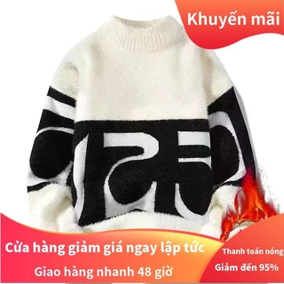 Hàng Mới Về Mới Áo sweater Lông Cừu Giả Cổ Cao Vừa Thời Trang Thu Đông Cho Nam