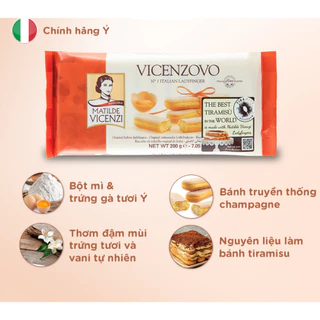 Bánh champagne thơm đậm mùi trứng tươi và vani làm bánh Tiramisu Ladyfingers Vicenzovo Vicenzi Ý 200g