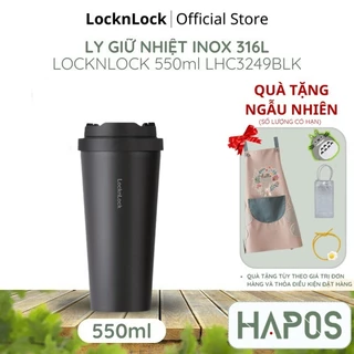 Bình giữ nhiệt LocknLock 550ml LHC3249 Đen Chính hãng, mở nắp một chạm Tumbler, giữ nóng lạnh lâu - HAPOS OFFICIAL