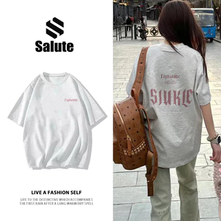 Áo phông nữ xám ghi local brand Salute girl phố oversize mùa hè áo thun outerity 100% cotton Y1329