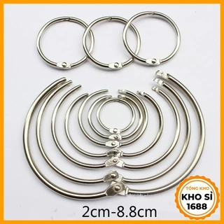 Khoen tròn khoen vòng mở inox đủ size 2-8.8cm, làm flashcard, đóng gáy sách - album - nhật kí - tài liệu E1570