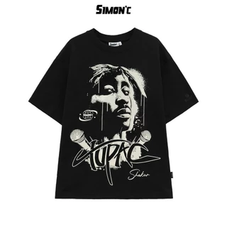 【COD】 Áo Thun Simon'c Tupac - Đen Cotton  Nam Nữ Unisex Tay Lỡ Oversize Local Brand Cổ tròn