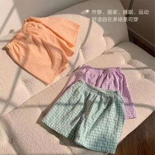 Ôm Mùa Hè Kẻ Sọc Đi Bộ Quần Short Cong Nữ Pyjama Quần ins Phong Cách Thể Thao Cao Cấp Ôm Hơn Nhìn Rộng Chân Rộng Quần Thường Ngày