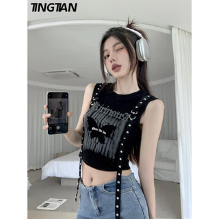 TINGTIAN áo phông áo thun nữ croptop baby tee Korean phổ biến Trendy Dễ thương A29J227 19Z240511