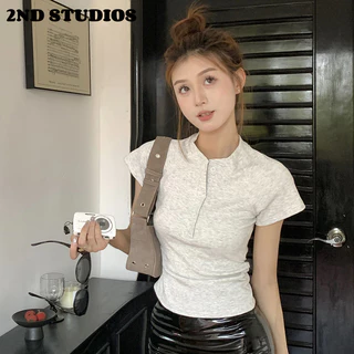 2ND STUDIOS áo phông áo thun nữ croptop baby tee hàn quốc Thể thao Comfortable Casual A29J1LA 21Z240521