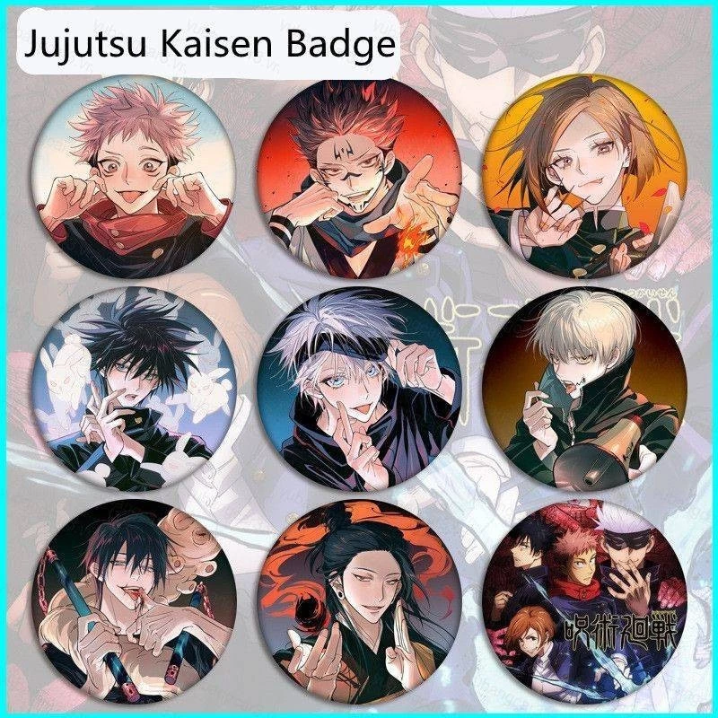 【 Yb3 】 5.8CM Jujutsu Kaisen Anime Huy Hiệu Tròn Gojo Satoru Yuji Itadori Fushiguro Megumi Xung Quanh Trâm Cài Epaulette