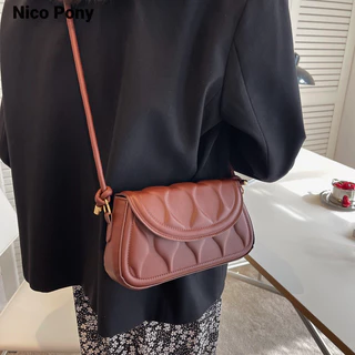 Túi đeo vai nữ Nico Pony thiết kế thích hợp retro thời trang mới đeo chéo giản dị phong cách nước ngoài túi vuông nhỏ