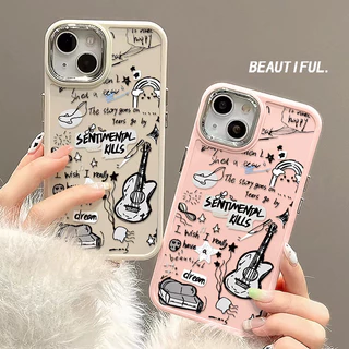 Ốp Điện Thoại Họa Tiết Đàn Guitar Tiếng Anh Sáng Tạo Cá Tính Tương Thích Cho IPhone 15 11 14 12 13 Pro Max X XR XS Max 7 / 8 Plus SE 2020 Vỏ Mềm Silicon Chống Sốc