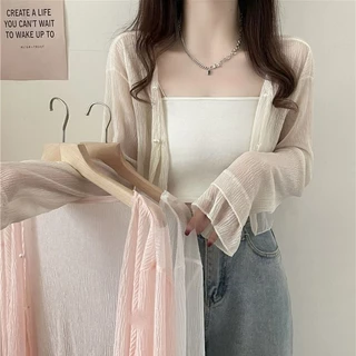 Áo khoác cardigan chống nắng voan tay sáng mùa hè dành cho nữ áo khoác mỏng dài tay (SL)