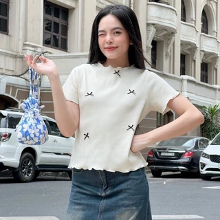 Áo thun babytee nơ vải tăm lạnh co giãn 168.fashion Ao1200/P6K3