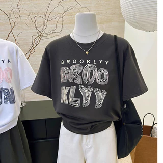 Fashmily Sẵn Sàng Mới 100% Cotton Oversize Áo Nữ / Nam Hàn Quốc Mùa Hè Tay Ngắn Thời Trang Unisex Tee Quần Áo Cổ Tròn Rời