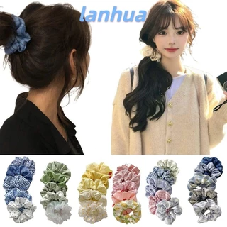 Lanhua 5 / 6 Dây buộc tóc, Dây buộc tóc co giãn nhiều màu hoa văn hỗn hợp, Quà tặng Lưới hoa Mũ phụ kiện tóc Dây buộc tóc Cô gái