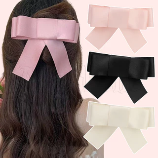 Kẹp Tóc Satin Nơ Thanh Lịch - Kẹp Tóc Nơ Vải Lớn Cho Bé Gái JK - Kẹp Mỏ Vịt Bướm Barrettes - Kẹp Đuôi Ngựa Phụ Kiện Tóc - Người Phụ Nữ Ngọt Ngào Đáng Yêu Hairgrip