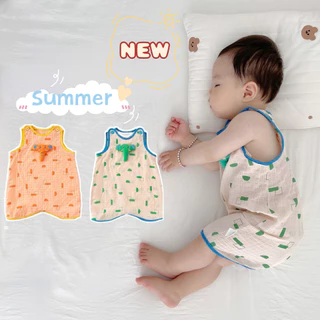 Mùa Hè Mới Quần Áo Bé Trai Bé Gái Không Tay Body Sơ Sinh Bé Cotton Nguyên Chất Mỏng Hoạt Hình Bé Voi Romper