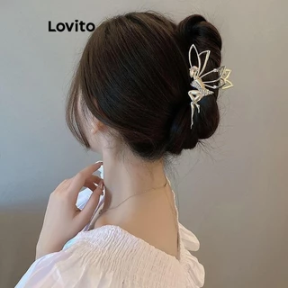 Kẹp tóc Lovito kim loại đính đá hoạt hình thường ngày cho nữ LFA08147 (Màu vàng kim/ bạc)