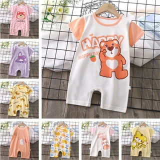 Mùa Hè Sơ Sinh Cotton Tay Ngắn Body Phong Cách Hàn Quốc Bé Trai Bé Gái Họa Tiết Hoạt Hình In Áo Liền Quần Trẻ Sơ Sinh Rời Một Mảnh Jumpsuits Cho 0-24 Tháng