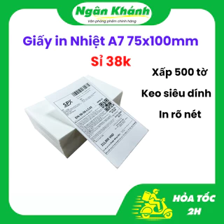 Giấy In Nhiệt A7 75x100mm Tệp 500 Tờ Loại Dày Chống Nước Không Phai Mực In Đơn TMDT mã SP000639- vppngankhanh