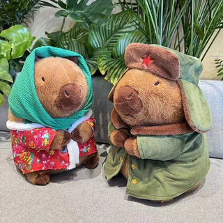 Military Coat Capabala Capybara Plush Toy Cotton-Padded Jacket Doll Birthday Gift Doll QGwL