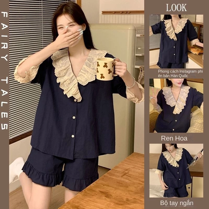 ❤Bộ đồ ngủ nữ ❤Mùa Hè pijama Phong Cách Mới Nữ Dây Đeo VaiMỏng Quần Short Dễ Thương Homewear