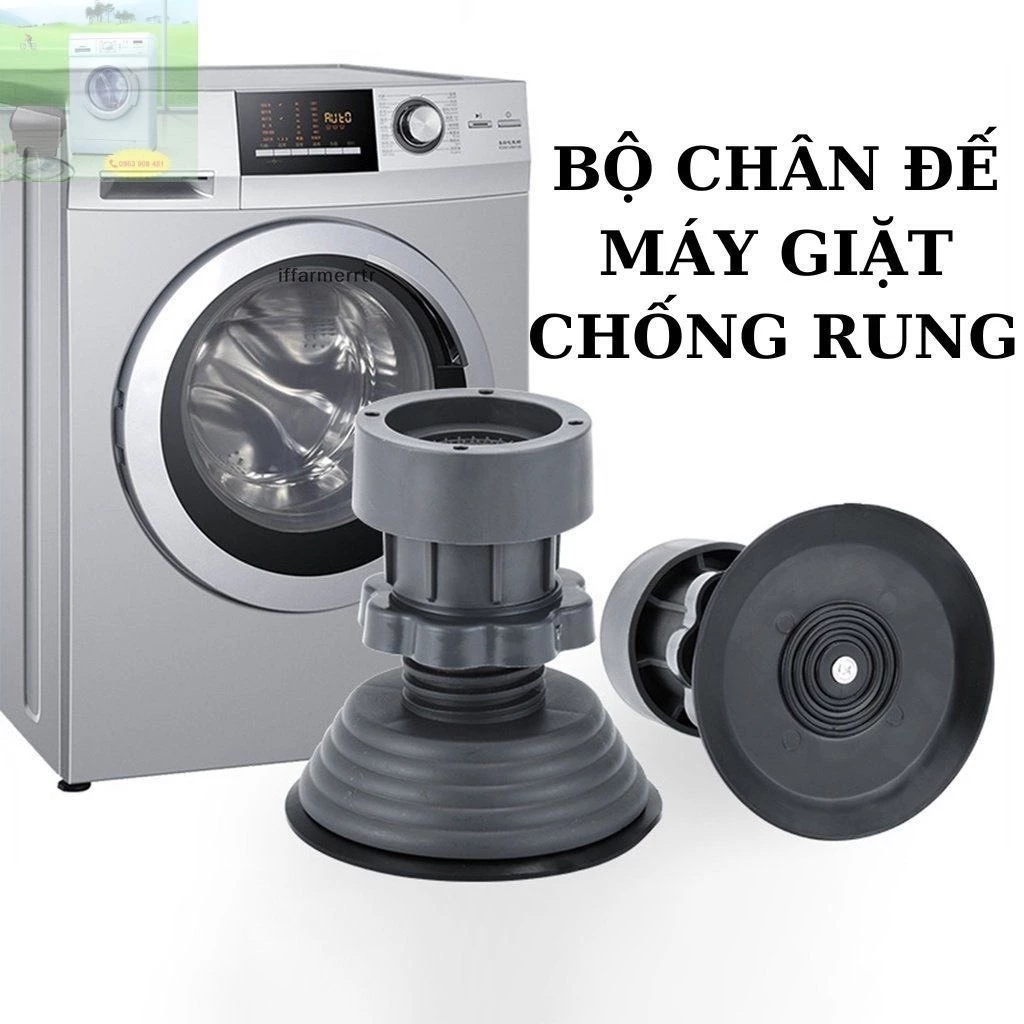 Bộ 4 chân chống rung cho máy giặt, tủ lạnh - tăng giảm chiều, đế cao su chống rung, chống trượt tối ưu [SHOP RẺ HN]