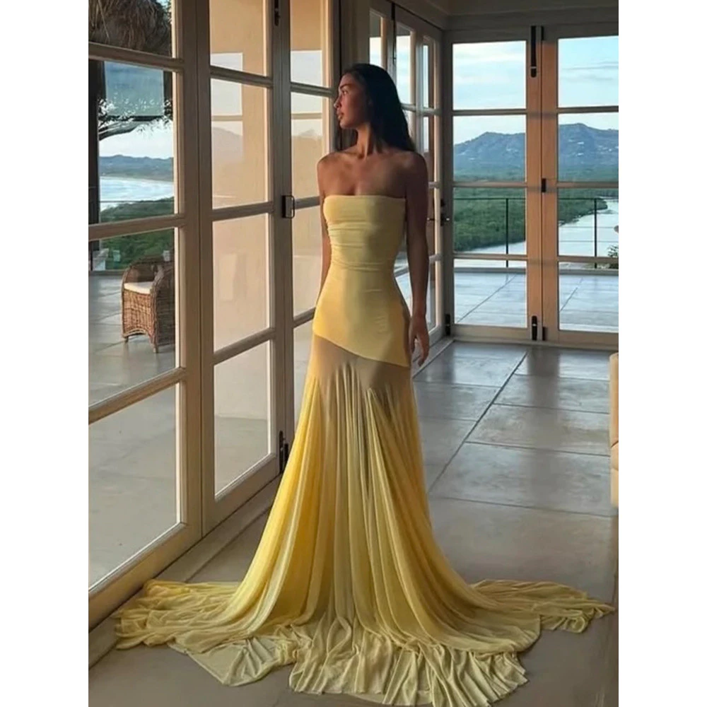 Klalien Chắp Vá Nhìn Xuyên Qua Đầm Nữ Thanh Lịch Chắc Chắn Xếp Ly Không Tay Lưng Ôm Dự Tiệc Vestidos