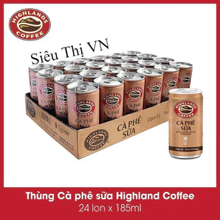 Thùng 24 Lon Cà Phê Sữa Đá Highlands Coffee 185ml - 235ml/lon