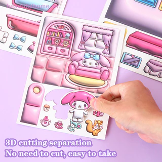 [Beautifulhome] Sanrio Diy Hiệu ứng 3d Sách yên tĩnh My Melody Sticker Games Phát triển sáng tạo Khả năng thực hành Gói chất liệu thủ công Đồ chơi trẻ em [làm đẹp]