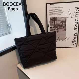 BOOCEAN Túi Tote Puffer, Túi xách bông chần bông có đệm chần bông, Mây xếp li nhẹ mùa đông Dung tích lớn Hobos Túi mua sắm nữ bé gái