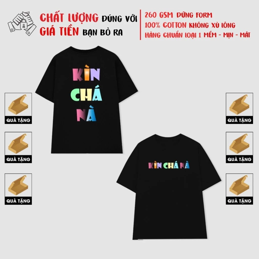 Áo thun nữ local brand chữ KÌN CHÁ NÀ áo thun unisex 100% cotton áo thun tay lỡ dày mịn mát HHU034