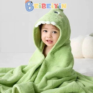 Khăn tắm trẻ em BEIBEIYIN Bé trai và bé gái có thể mặc áo choàng tắm có mũ trùm đầu bằng poncho khô nhanh để tắm