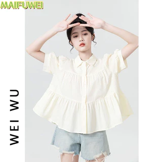 MAIFUWEI áo sơ mi nữ áo kiểu hàn quốc Tinh tế thanh lịch trendy Định hình xu hướng WCS24414LW 20Z240515