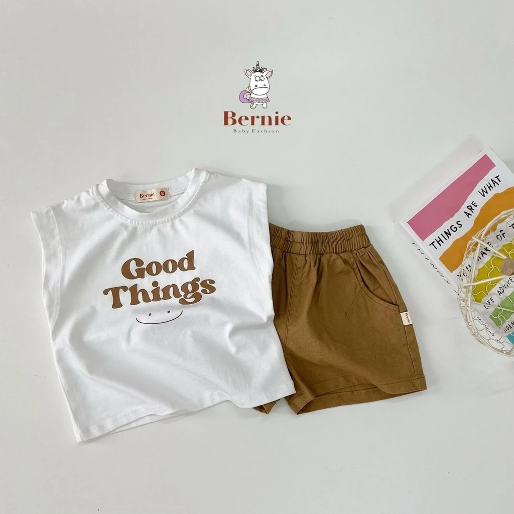 Bộ quần áo tanktop ba lỗ kèm quần kaki bé trai phong cách hàn quốc 1 tới 7 tuổi BERNIE Goodthings