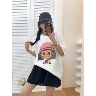 2024 Mới 100% Cotton Unisex Áo Thun Nữ Tay Ngắn Rời Plus Size 5XL Nữ Tee Baggy Nam Nữ Baggy Cổ Tròn Áo